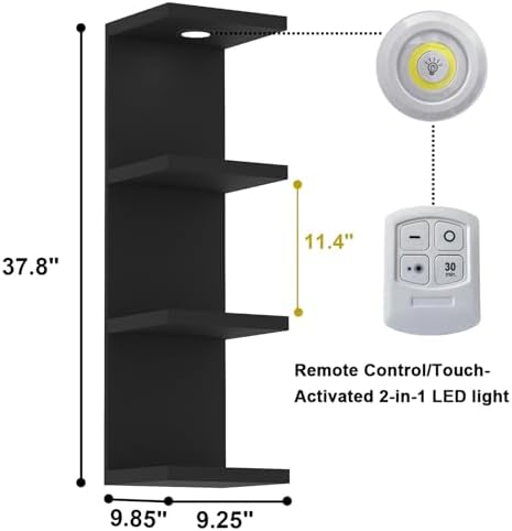 4 Tier Floating Wall Shelf with LED Light