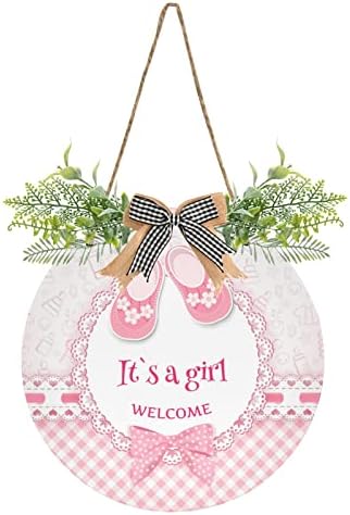 Exnundod Welcome Girl Wreath Door Hanger 12in