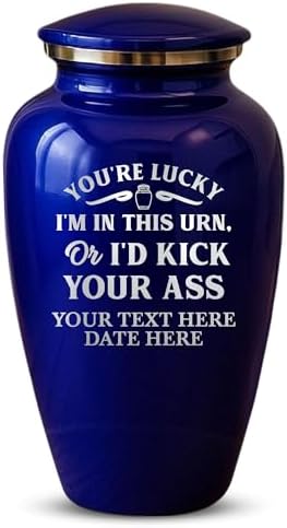 Custom Cremation Urn Metal Vessel Funny Personalized Design Purple