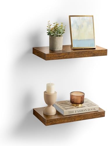 VASAGLE Floating Wall Shelves Set of 2 Rustic Brown