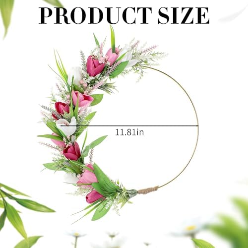 12 Inch Pink Tulip Wreath for Front Door