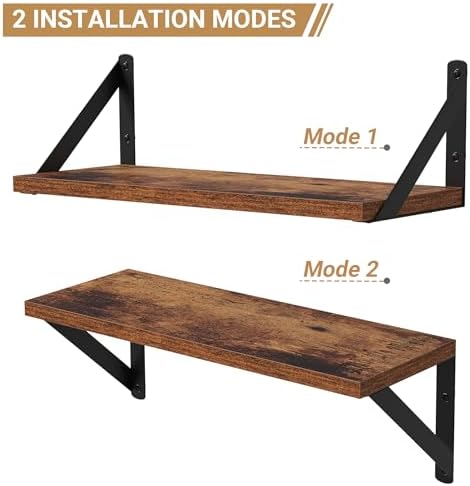 Heimlove Floating Shelves Set of 3 16 Inch Wood Rustic Brown