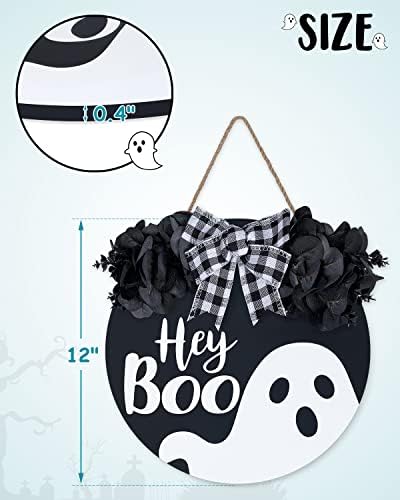 Black Halloween Wreath with Hey Boo Sign