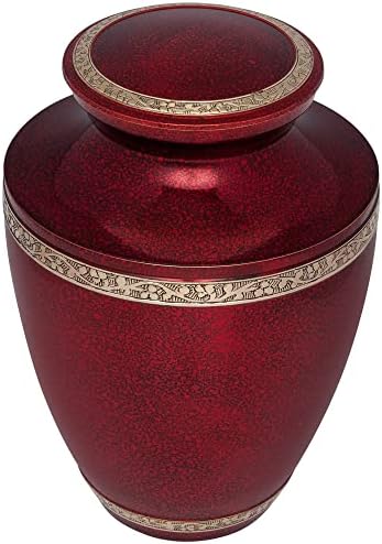Red Cremation Urn - Handmade Brass - Torino Model
