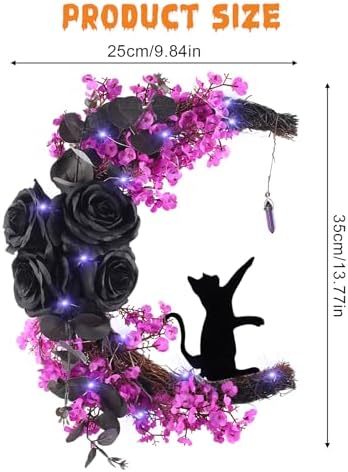 MyCoats Black Halloween Door Wreath with LED Light