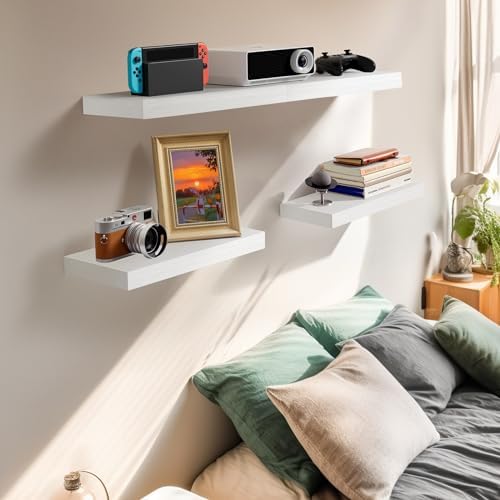 Amada Floating Shelves Wall Mounted Set of 2 White 15x7 Inch