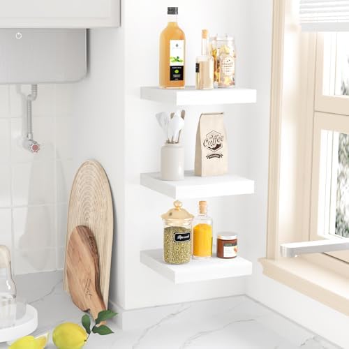 Fixwal 8in Floating Shelves Set of 3 Wall Mount Decor