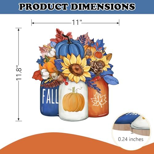Fall Blue Pumpkin Sunflower Front Door Sign