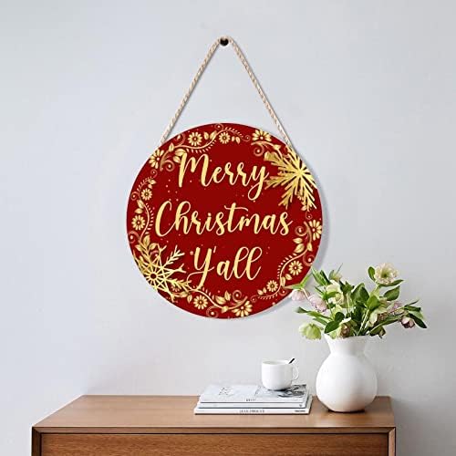 Farmhouse Front Door Hanger Christmas Gold Wreath Decoration 1