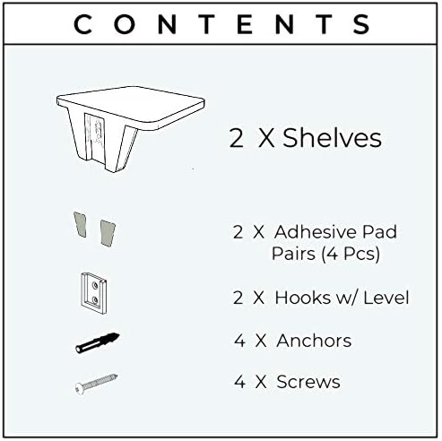 White Floating Shelf Set of 2 No Drill Wall Mount