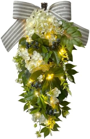 Floral Teardrop Swag with Timer and Dual Lighting Modes