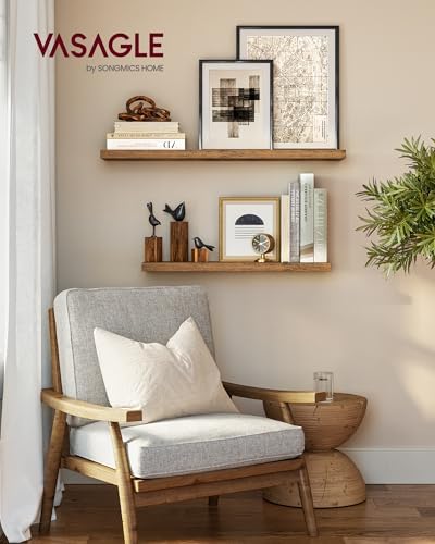 VASAGLE Floating Wall Shelves Set of 2 Rustic Brown