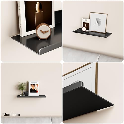 Modern Floating Shelf for Wall Black 12 Inches