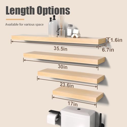 Habudda Floating Shelves 236 x 67 x 16 2-Pack Natural Wood