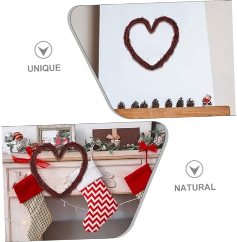 ABOOFAN Heart Shape Rattan Wreath Hanger Wall Decor Accessory