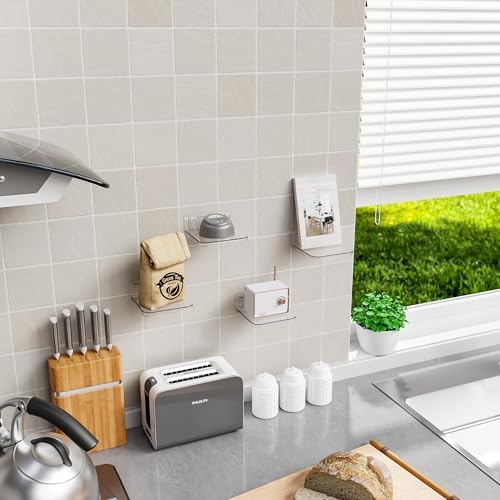 Yieach 5 Inch Mini Wall Shelf 4 Pack Clear Floating Display