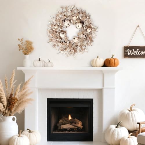 26 Inch Foldable Fall Wreath with Lights Timer