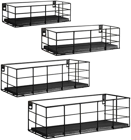 Fixwal 4 Set Floating Shelves Wall Decor Storage Black