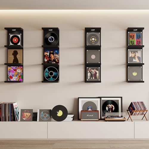 4 Tier Floating Wall Shelf with LED Light