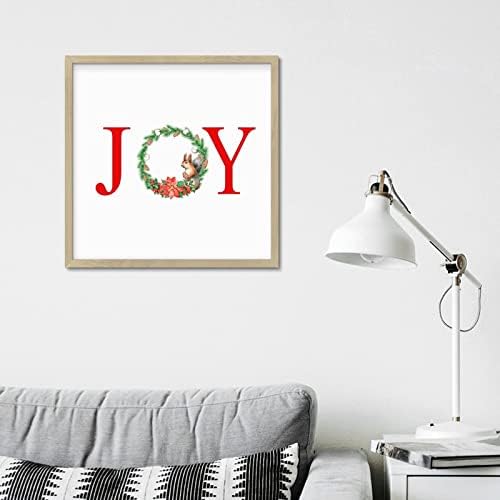 Joy Christmas Door Wreath Framed Sign 12x12in