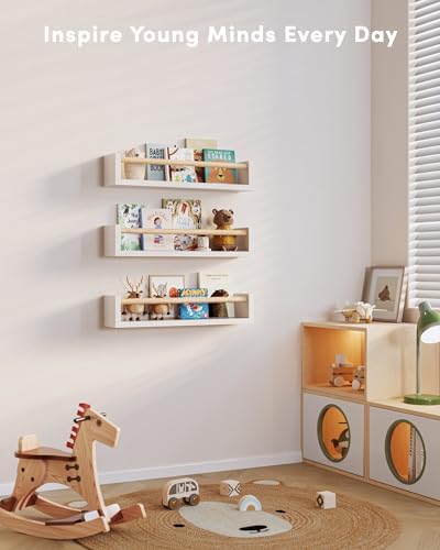 GW Gruwald 3-Piece Wall Bookshelf for Kids Rooms
