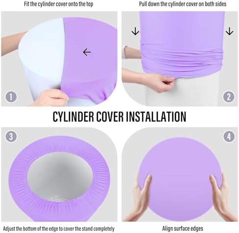LEBENGURU 5Pcs Cylinder Pedestal Covers Purple Round Spandex