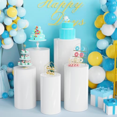 5PCS White Cylinder Display Stands for Parties