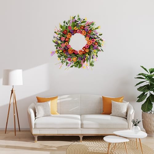 Artificial Spring Wreath 22 Inch Front Door Decor