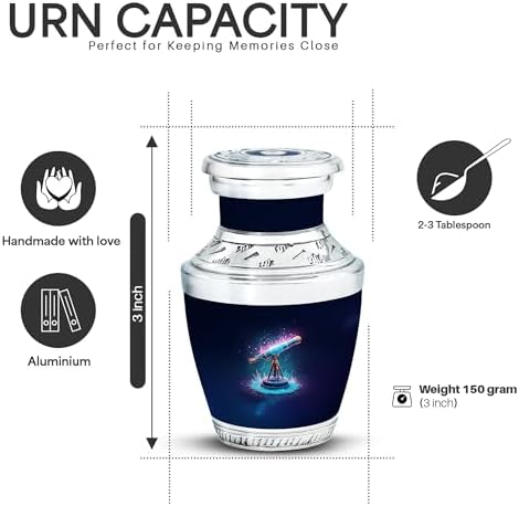 Yatskia Blue Telescope Urn for Ashes 3 Inch Set of 4