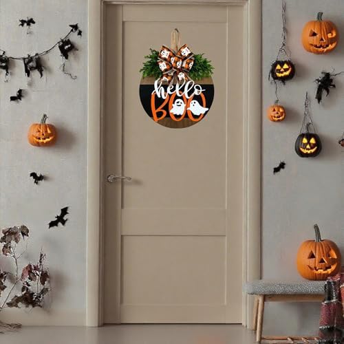 Cute Halloween Ghost Welcome Wreath Door Hanger