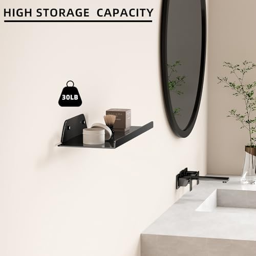 Modern Floating Shelf for Wall Black 12 Inches