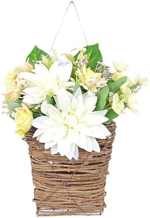 Champagne Rose Door Wreath with Hanging Rope