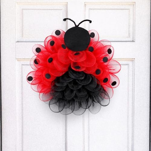 1496 Inch Ladybug Mesh Door Wreath Red Black