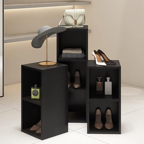 Black Square Wooden Display Pedestal Stand 30x30x90cm