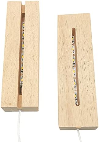 Wooden Lighted Crystal Display Pedestal Stand 2 Pack - Warm Light