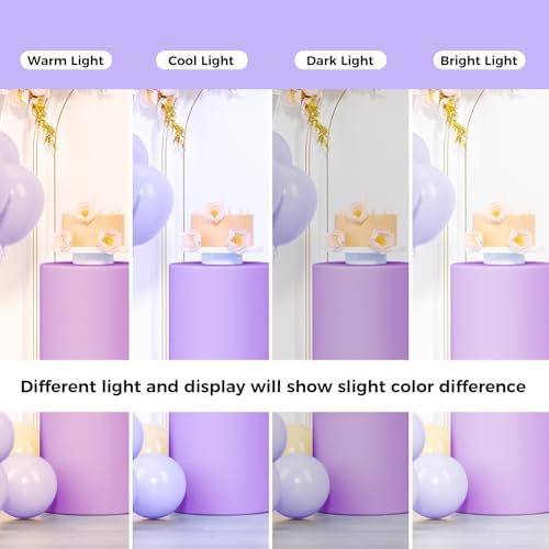 LEBENGURU 5Pcs Cylinder Pedestal Covers Purple Round Spandex