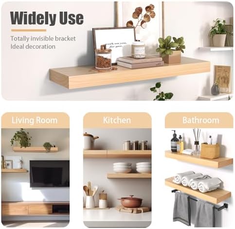 Habudda Floating Shelves 236 x 67 x 16 2-Pack Natural Wood