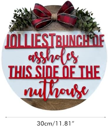 Festive Wooden Door Wreath with Linen Bow