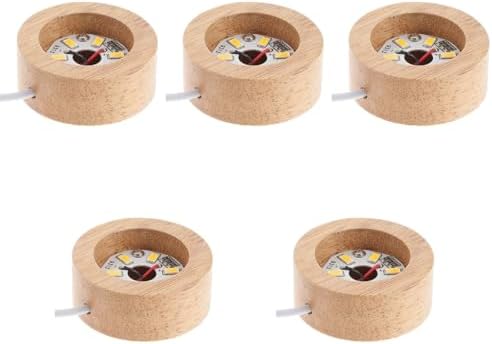 Angoily 5 Pcs Wooden LED Display Base for Crystal Art
