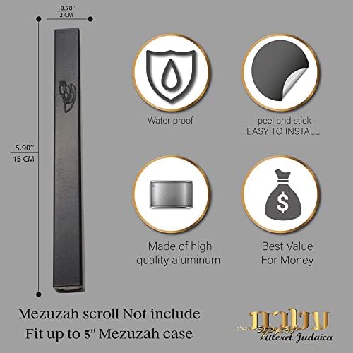 5 Pack Aluminum Mezuzah Cases with Black Mat Finish
