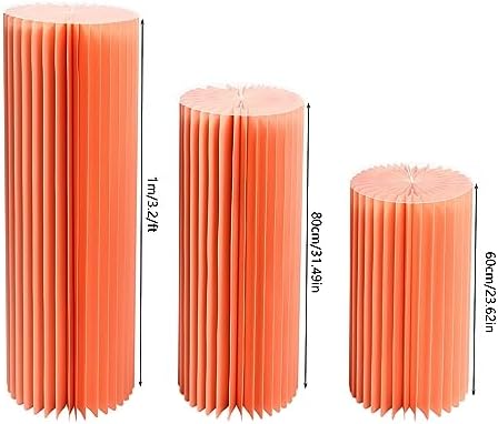 3 Pcs Foldable Paper Columns Display Pedestal Stand with PVC Boards