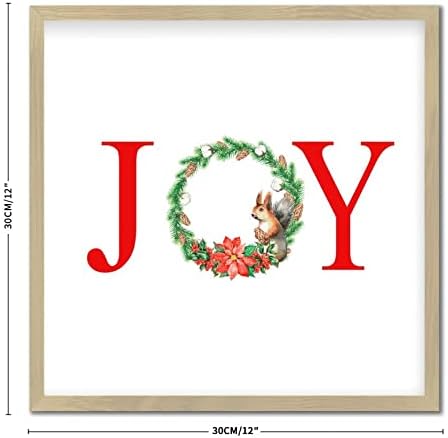 Joy Christmas Door Wreath Framed Sign 12x12in