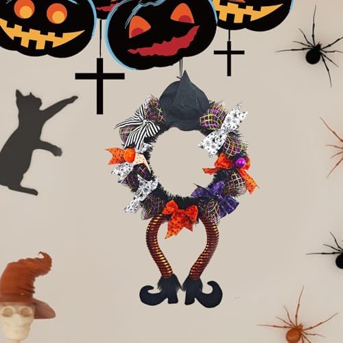 25 Inch Halloween Witch Wreath Door Decor