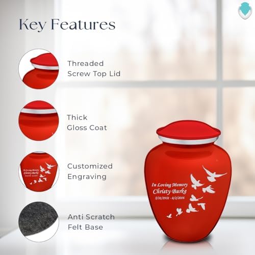 GetUrns Bright Red Personalized Dove Cremation Urn 44 lbs