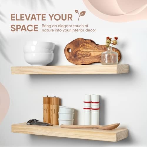 Homeforia 24 Inch Wood Floating Shelves Set of 2