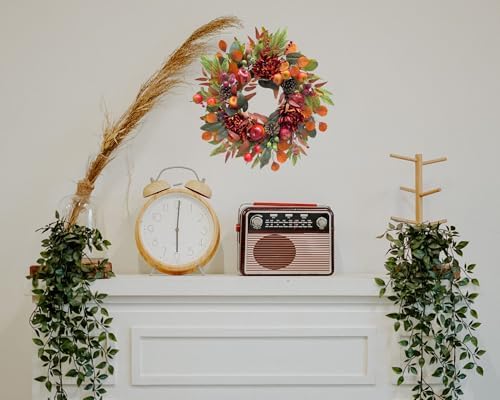 22 Inch Fall Chrysanthemum Wreath with Apples and Berries