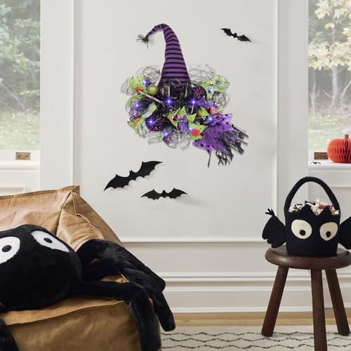 Spooky Halloween Wreath with Purple Lights