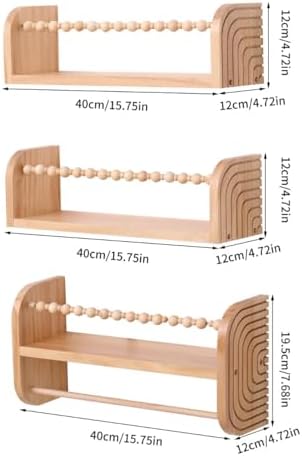 SAGs Store Floating Bookshelves Set of 3 Natural Wood
