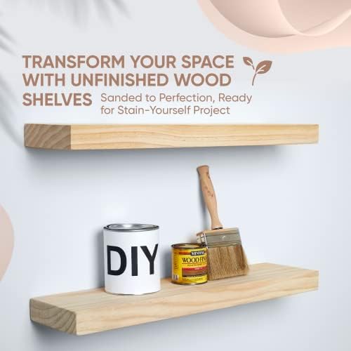 Homeforia 24 Inch Wood Floating Shelves Set of 2