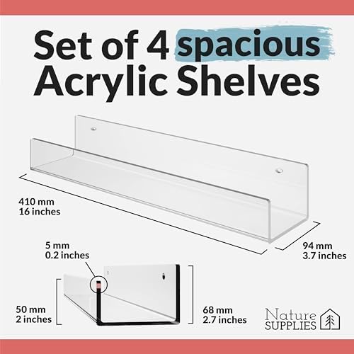 NATURE SUPPLIES Clear Floating Shelves Set of 4